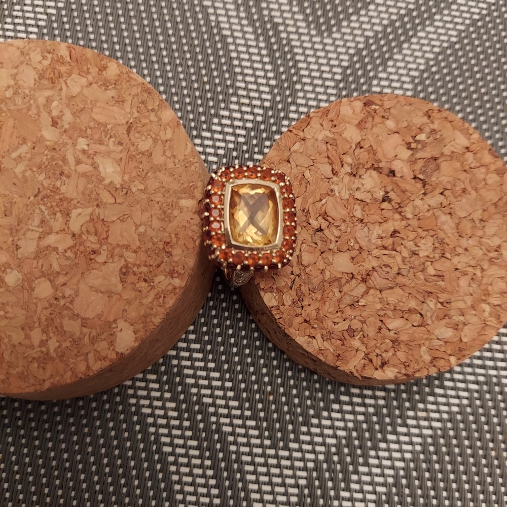 14K GOLD CITRINE CUSHION COCKTAIL RING - Picture 9 of 9